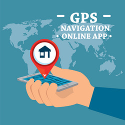 smartphone with gps navigation app vector image