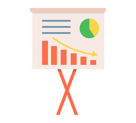 flip chart with bar graph and pie presenting vector image