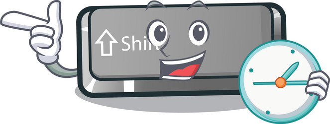 With clock button shift on a keyboard mascot vector