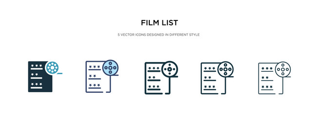 Film list icon in different style two colored vector