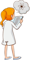 Girl reading a science book vector