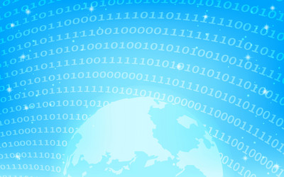 global business image glowing earth and binary vector image