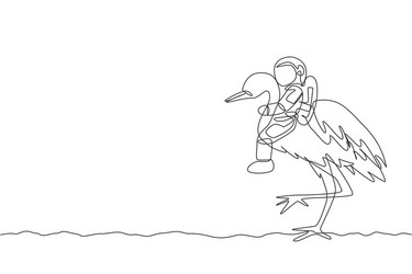 One continuous line drawing of spaceman take Vector Image