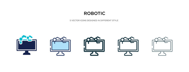 Robotic icon in different style two colored vector