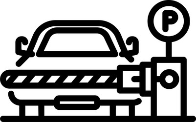 Car stop on barrier icon outline style vector