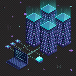 database servers server room data center hosting vector image