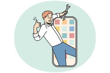 Repairing Smartphone - Technician Fixing Device Vector Image