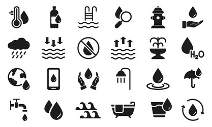 water silhouette icon set drop black vector