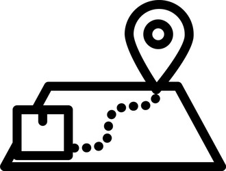 box in a map and location pin line style vector image
