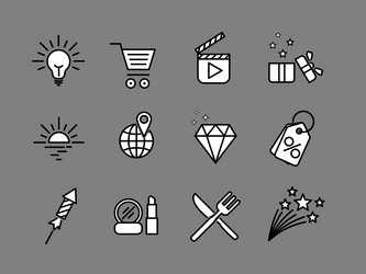 website buttons linear icons set isolated vector