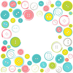 Decorative frame with circle of buttons over white vector