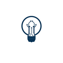light bulb idea icon with circuit board inside vector image