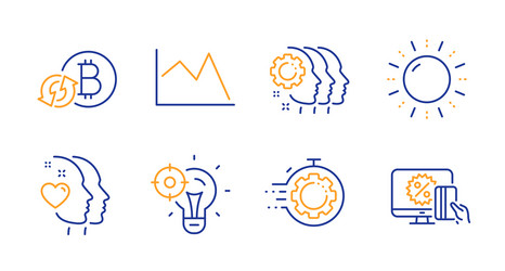 line chart refresh bitcoin and seo timer icons vector image