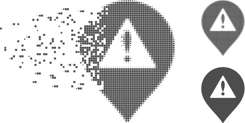 decomposed pixel halftone danger map marker icon vector image