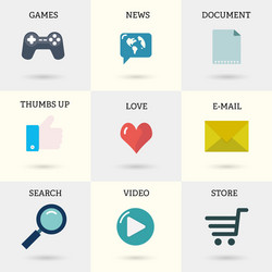 icons set of internet instruments document mail vector image