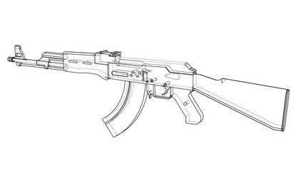 machine gun rendering of 3d vector