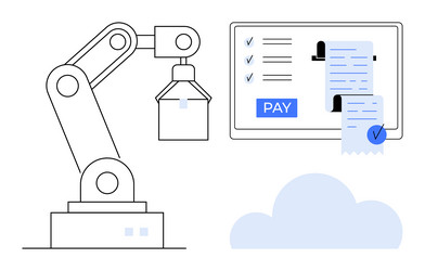 robotics arm interacting with digital payment vector image