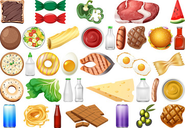 set isolated objects theme - food vector image