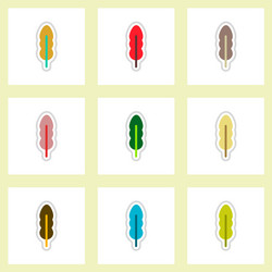 set of labels with shadow leafs icon design vector image
