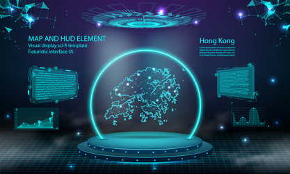 hong kong map light connecting effect background vector