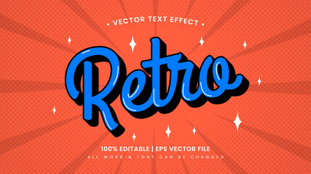 retro 3d editable text style effect vector image