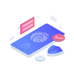 Fingerprint identity sensor isometric concept vector