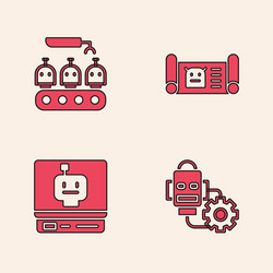 set robot setting industrial production robots vector image