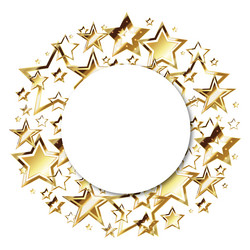 shiny golden beautiful stars round holiday frame vector