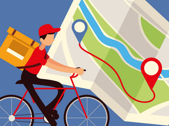 Delivery man riding a bike vector