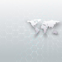 Molecular World Map - Hexagonal Pattern vector image