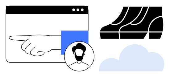 digital navigation concept with hand pointing vector image