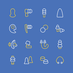 Earplugs flat line icons healthy sleep without vector