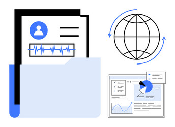 global data management and analytics with digital vector image