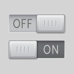 On and off toggle switch slider buttons rectangle vector