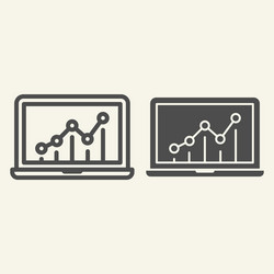 chart on laptop line and glyph icon graph vector image