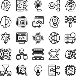 data science technology line icons set vector image