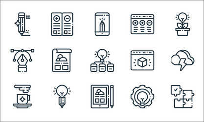 design thinking line icons linear set quality vector image