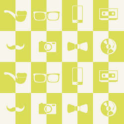 Seamless background with different hipster objects vector