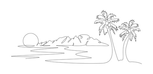 drawing oasis with single continuous line vector image