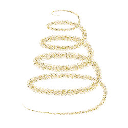 Golden particle wave in form of christmas tree vector