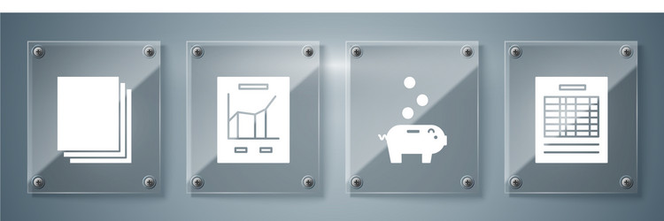 set report file document piggy bank with coin vector image