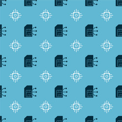 set sim card and processor on seamless pattern vector image
