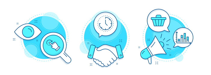 shop cart diagram graph and time icons set vector image