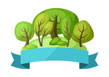spring or summer background with stylized trees vector image