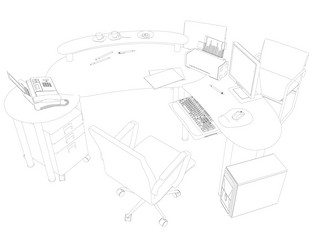 Contour of the workplace an office worker vector