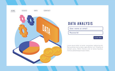 Data analysis tech with tablet device vector