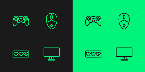 set line computer monitor game life bar vector image