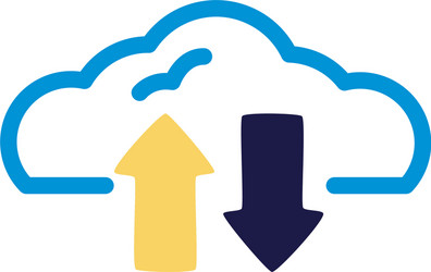 Cloud computing with arrows down and up load vector