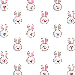 Cute little rabbits funny heads characters pattern vector