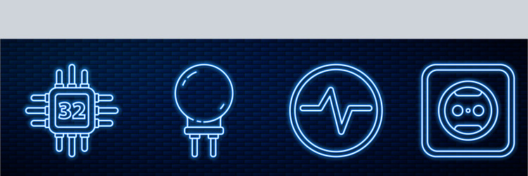 set line electric circuit scheme processor vector image